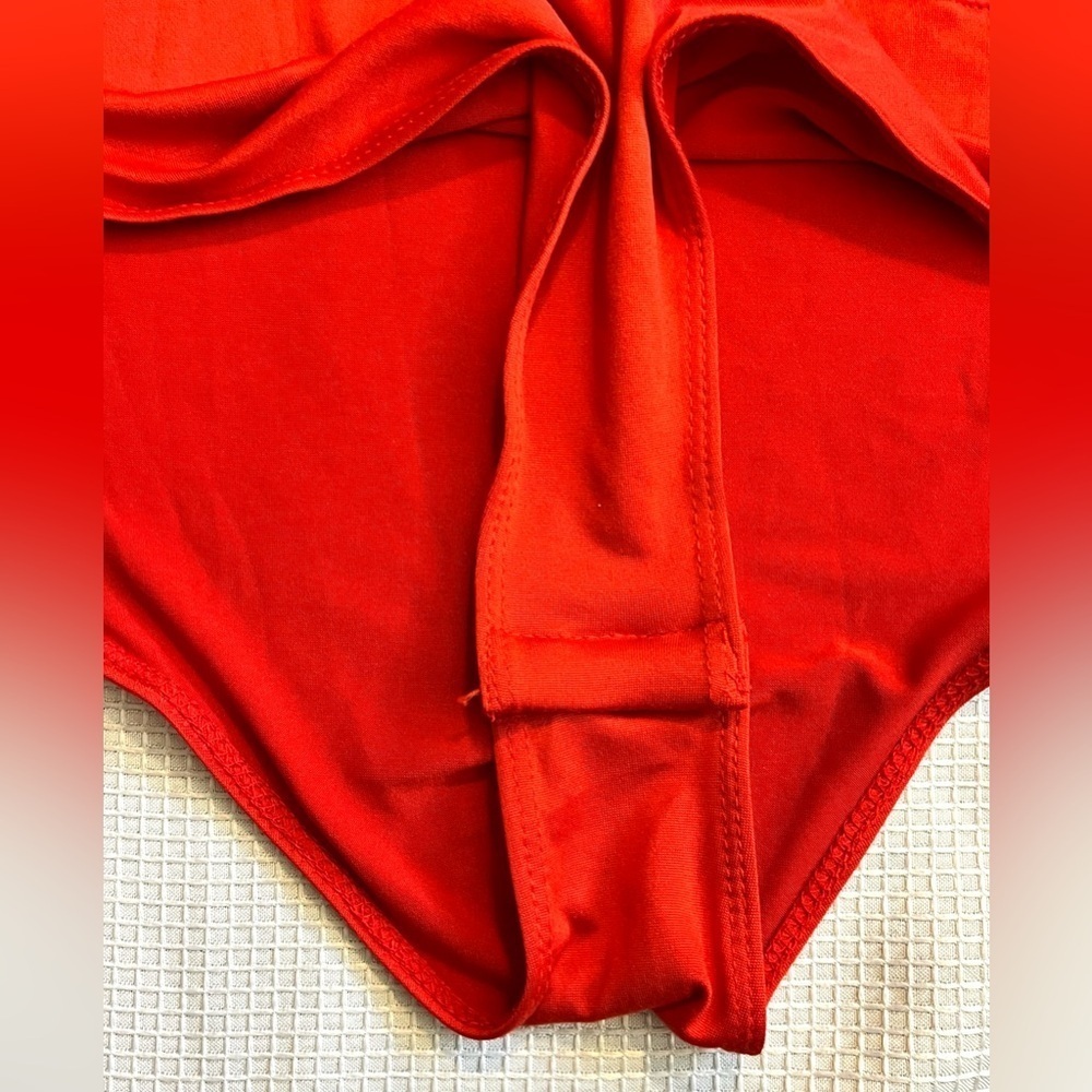 SHEIN Curve Plus Size Red Long Sleeve Sheer Mesh Splicing Bodysuit Women’s 3XL - Picture 10 of 16
